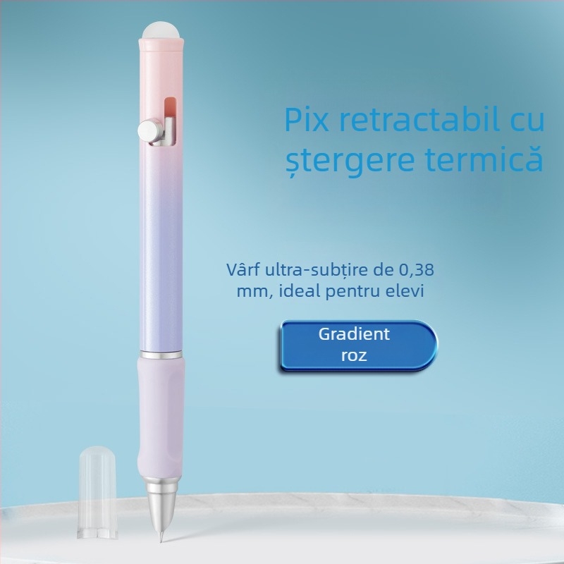Stilou retractabil, colorat, cu cerneală ștersă termoreactivă, pentru exerciții de scriere, recomandat de profesori