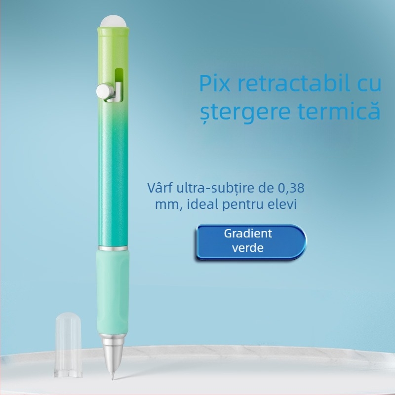 Stilou retractabil, colorat, cu cerneală ștersă termoreactivă, pentru exerciții de scriere, recomandat de profesori
