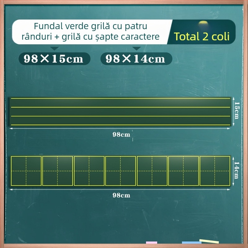 Tablă magnetică pentru scriere cu cretă, Pinyin și grilă de caractere chineze, șapte secțiuni, patru rânduri, instrument didactic magnetic