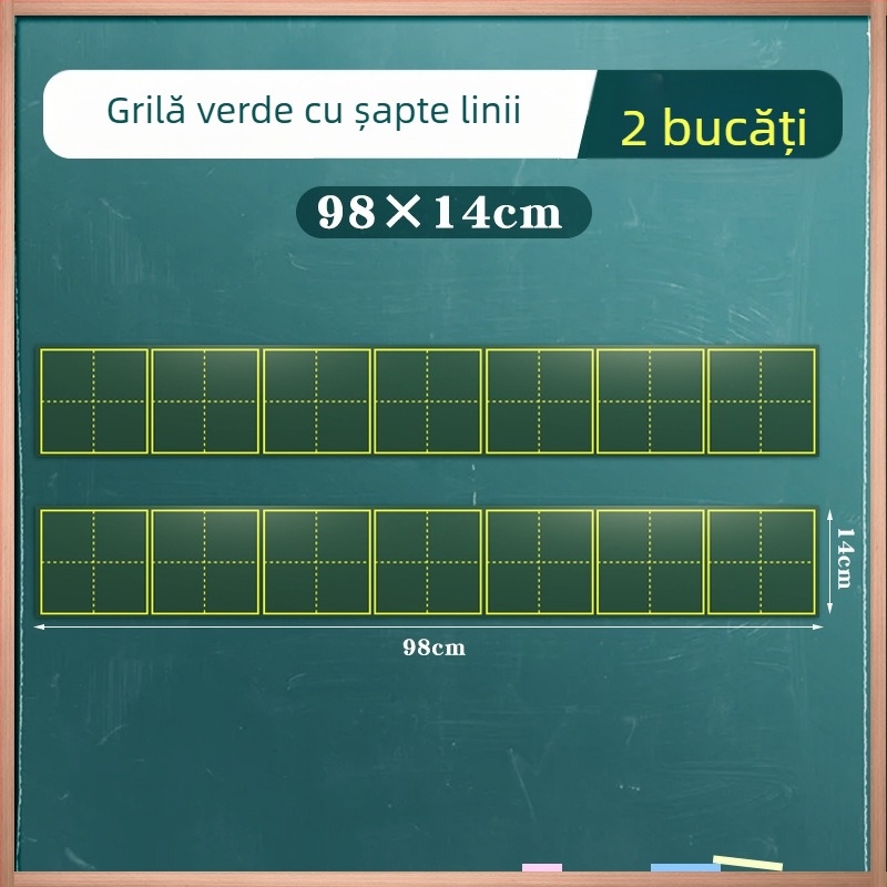 Tablă magnetică pentru scriere cu cretă, Pinyin și grilă de caractere chineze, șapte secțiuni, patru rânduri, instrument didactic magnetic