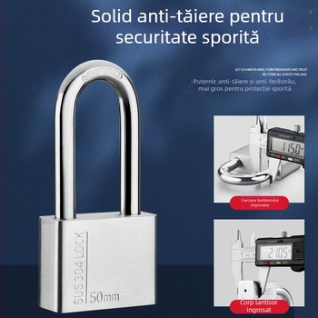 Lacăt din oțel inoxidabil 304 – exterior, rezistent la apă și coroziune, anti-furt pentru uși de depozit și locuințe