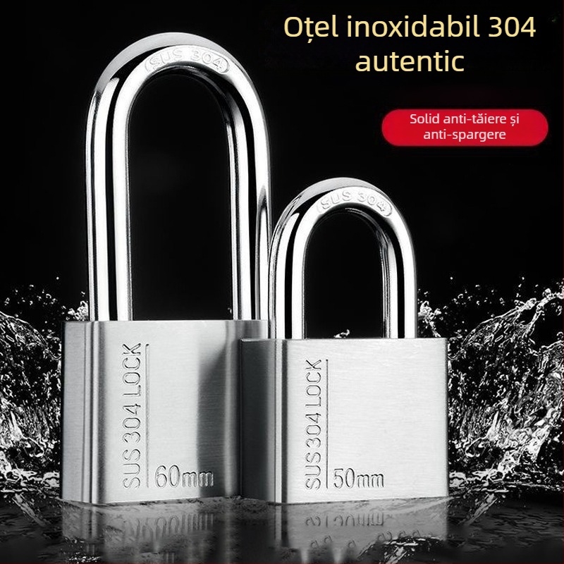 Lacăt din oțel inoxidabil 304 – exterior, rezistent la apă și coroziune, anti-furt pentru uși de depozit și locuințe