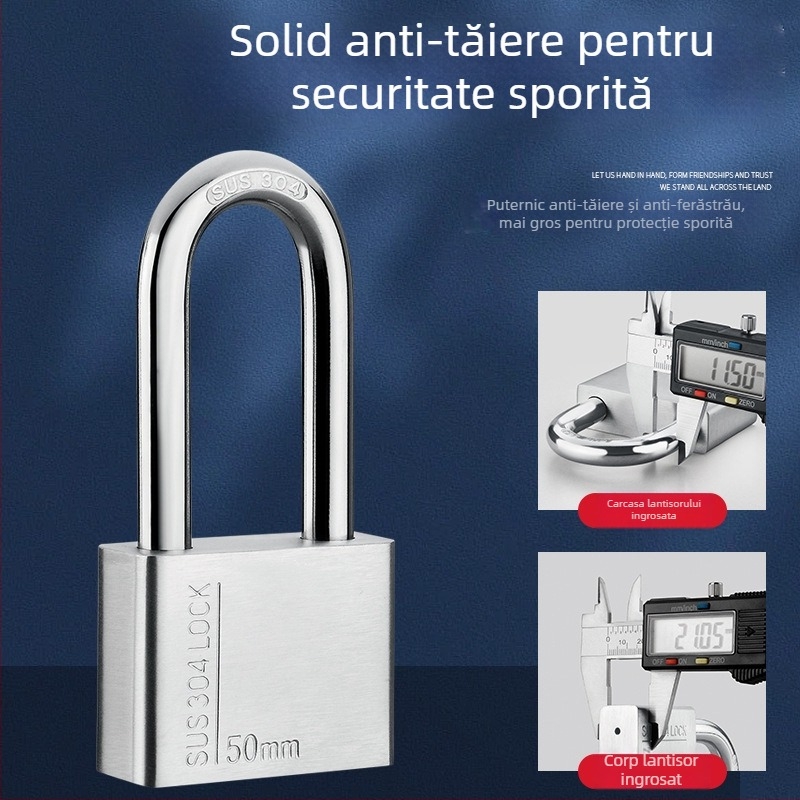 Lacăt din oțel inoxidabil 304 – exterior, rezistent la apă și coroziune, anti-furt pentru uși de depozit și locuințe
