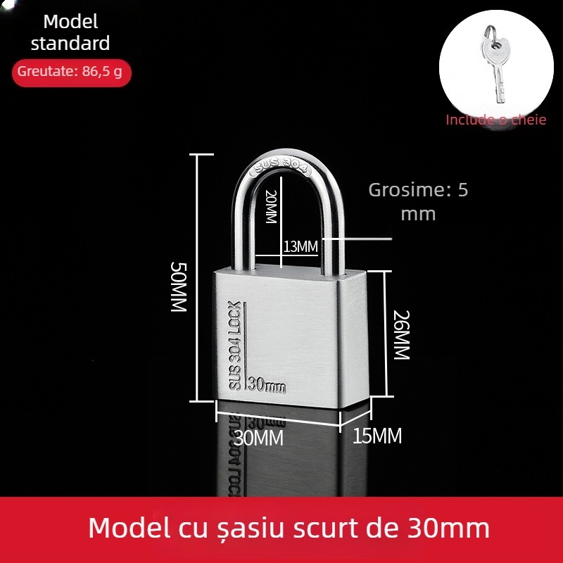 Lacăt din oțel inoxidabil 304 – exterior, rezistent la apă și coroziune, anti-furt pentru uși de depozit și locuințe