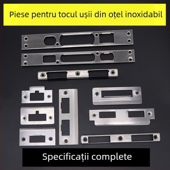 Set de încuietoare pentru ușă din lemn: corpul încuierii, plăcuța ghidaj a ramei, plăcuța de blocare, bandă marginală