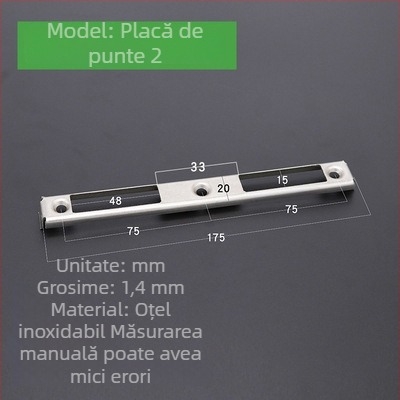 Set de încuietoare pentru ușă din lemn: corpul încuierii, plăcuța ghidaj a ramei, plăcuța de blocare, bandă marginală