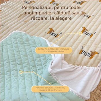 Cearșaf pentru pătuț cu husă de saltea îngroșată, 100% bumbac, Bean Velvet, clasă A, pentru grădiniță
