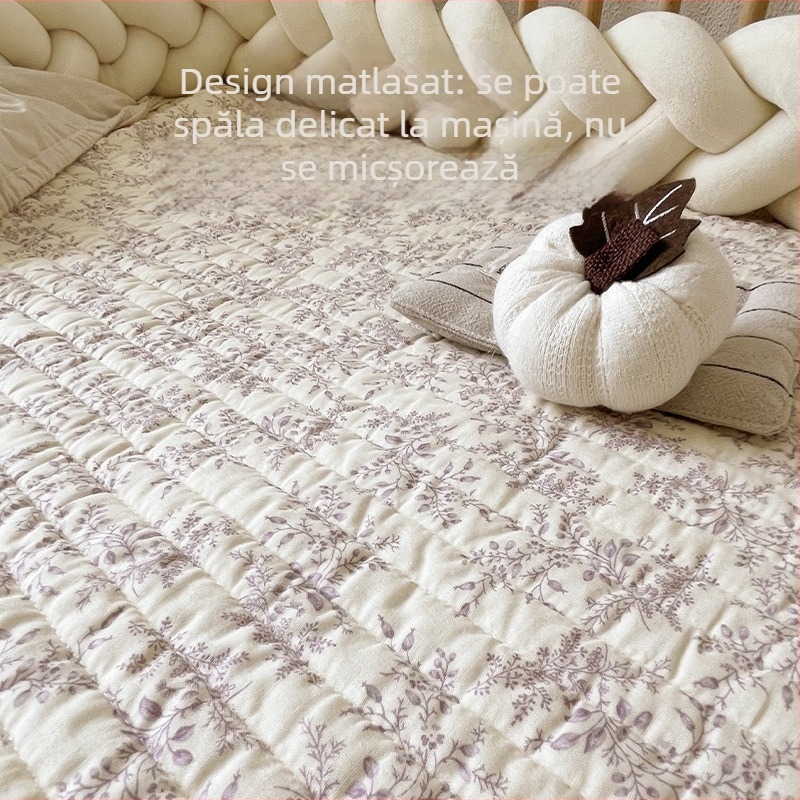 Cearșaf pentru pătuț cu husă de saltea îngroșată, 100% bumbac, Bean Velvet, clasă A, pentru grădiniță