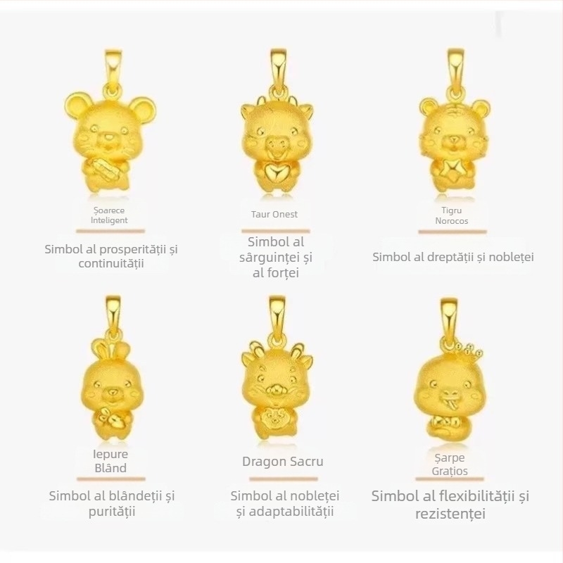 Colier unisex cu pandantivele celor douăsprezece zodii, din alamă placată cu aur, șnur roșu, pentru adulți și copii
