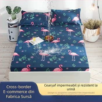 Cearșaf impermeabil cu imprimeu floral, protecție pentru saltea, respirabil și lavabil, dimensiune 150x200 cm