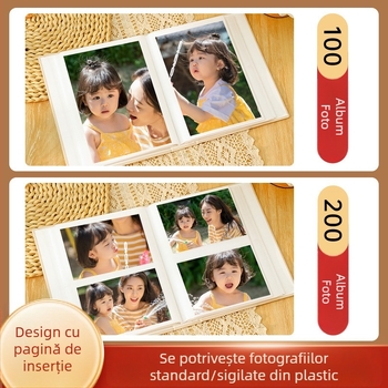 Album foto mic cu pagini de inserție cu capacitate mare, pentru fotografii de 5, 6 și 7 inch, album Polaroid pentru bebeluși și cupluri