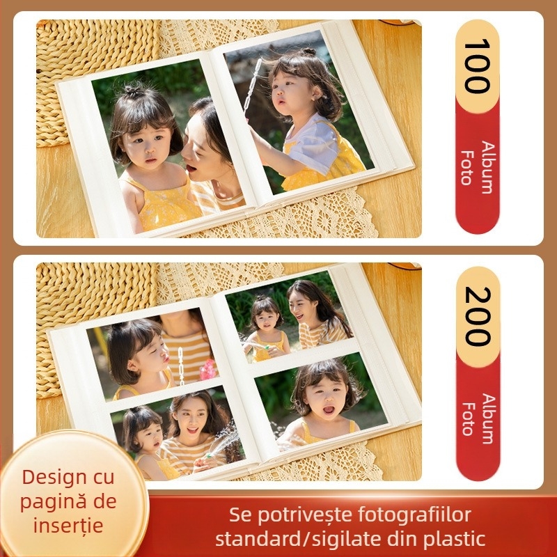 Album foto mic cu pagini de inserție cu capacitate mare, pentru fotografii de 5, 6 și 7 inch, album Polaroid pentru bebeluși și cupluri