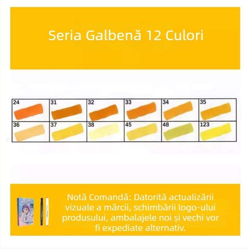 Touch Marker uleios cu capete duble, 12 culori, Markere de acuarelă pe bază de alcool pentru elevi și copii