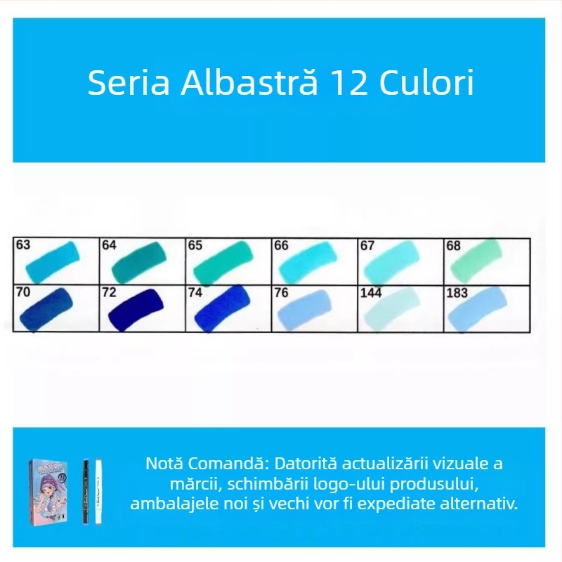 Touch Marker uleios cu capete duble, 12 culori, Markere de acuarelă pe bază de alcool pentru elevi și copii