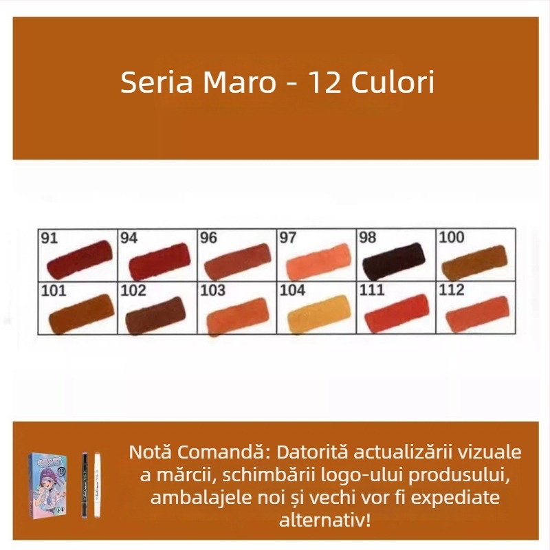 Touch Marker uleios cu capete duble, 12 culori, Markere de acuarelă pe bază de alcool pentru elevi și copii