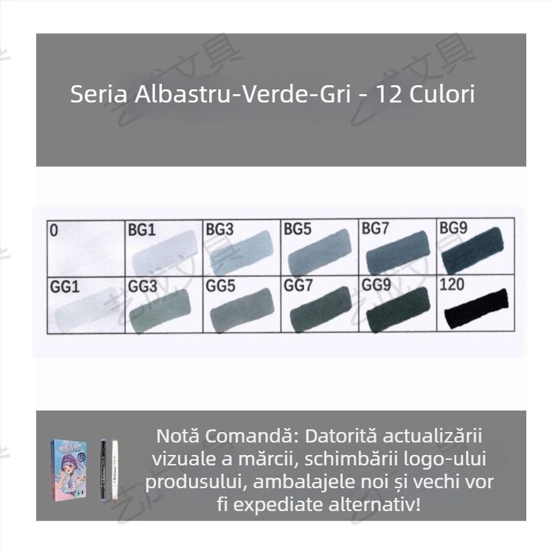 Touch Marker uleios cu capete duble, 12 culori, Markere de acuarelă pe bază de alcool pentru elevi și copii