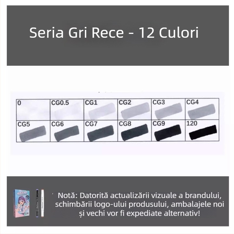 Touch Marker uleios cu capete duble, 12 culori, Markere de acuarelă pe bază de alcool pentru elevi și copii
