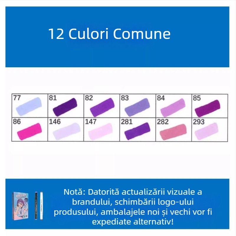 Touch Marker uleios cu capete duble, 12 culori, Markere de acuarelă pe bază de alcool pentru elevi și copii