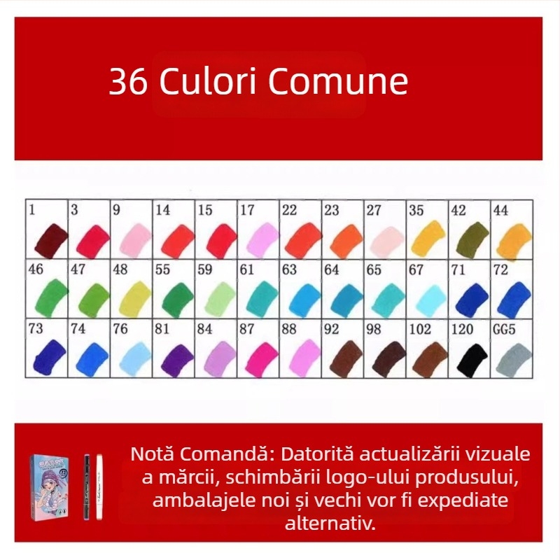 Touch Marker uleios cu capete duble, 12 culori, Markere de acuarelă pe bază de alcool pentru elevi și copii