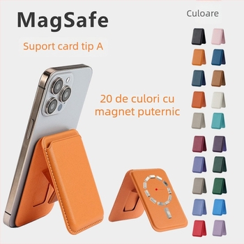 Husă din piele PU pentru iPhone 16 Pro Max cu suport magnetic MagSafe și buzunar pentru carduri