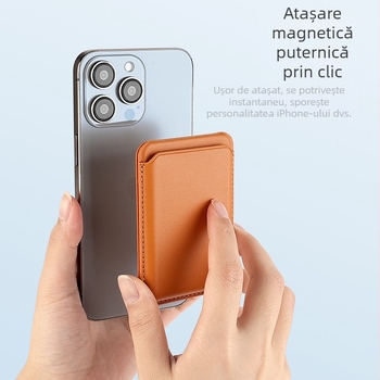 Husă din piele PU pentru iPhone 16 Pro Max cu suport magnetic MagSafe și buzunar pentru carduri