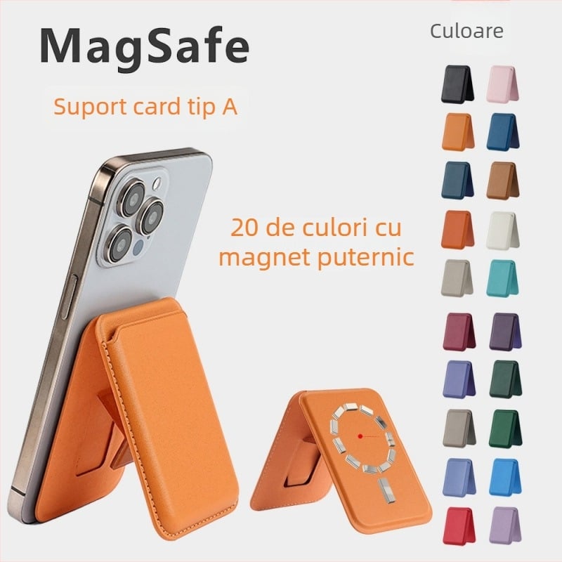 Husă din piele PU pentru iPhone 16 Pro Max cu suport magnetic MagSafe și buzunar pentru carduri