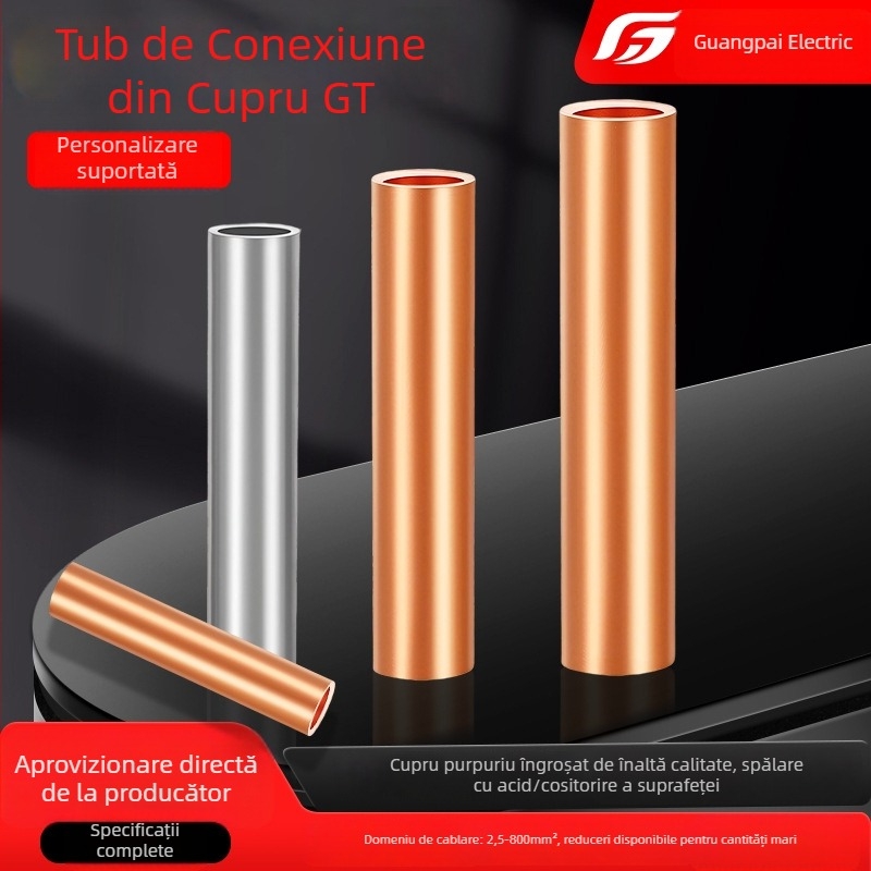 GT Țeavă de conectare din cupru roșu, 4–800 mm², cablu terminal din cupru placat cu staniu, conector intermediar din cupru