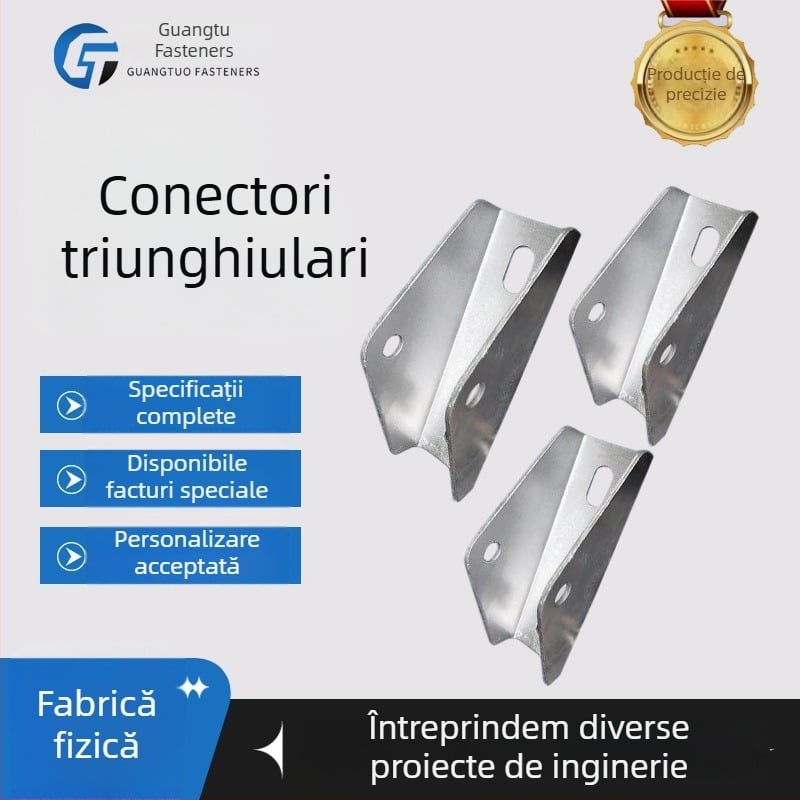 Conector triunghiular cu patru găuri pentru suporturi seismice ale panourilor fotovoltaice