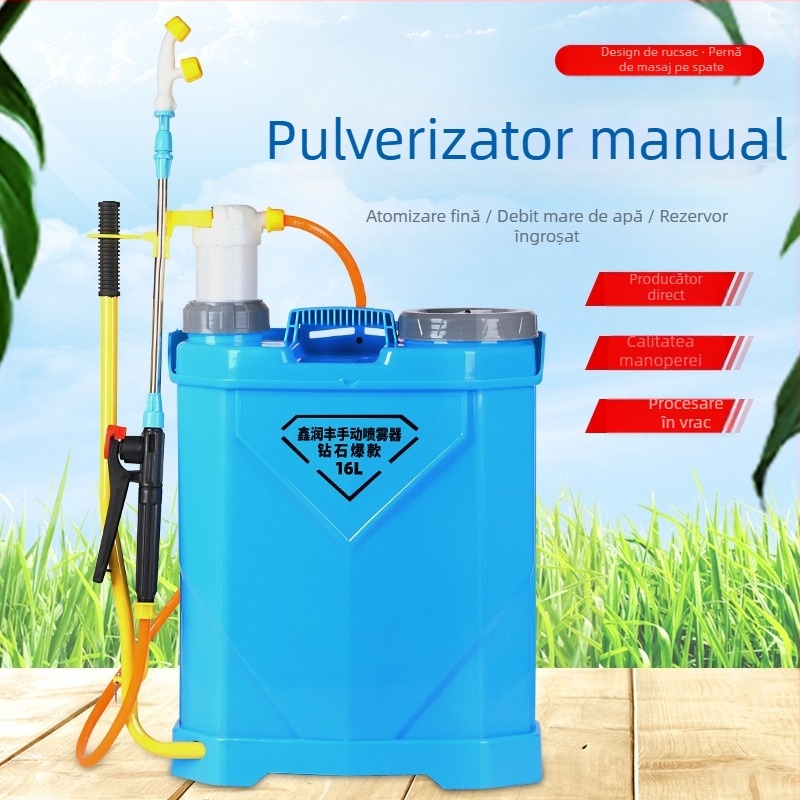 Stropitor manual de 16 L, cu tub unic, duză octagonală pentru pesticide agricole