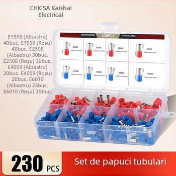 VE Kit de terminale prin presare la rece pentru comutatoare și prize, terminale din cupru de tip tubular, 230 buc., 1,5–6 mm², ambalate într-o cutie