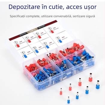 VE Kit de terminale prin presare la rece pentru comutatoare și prize, terminale din cupru de tip tubular, 230 buc., 1,5–6 mm², ambalate într-o cutie