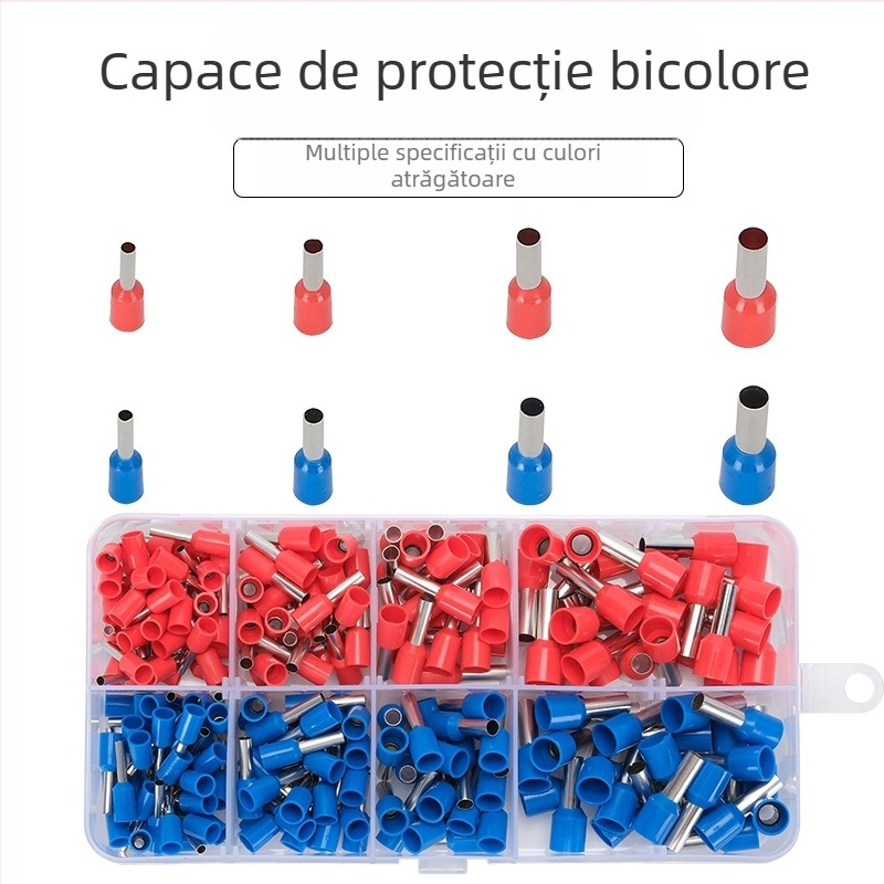 VE Kit de terminale prin presare la rece pentru comutatoare și prize, terminale din cupru de tip tubular, 230 buc., 1,5–6 mm², ambalate într-o cutie