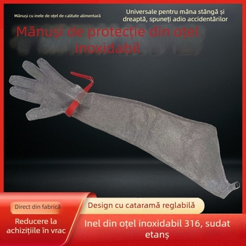 Manșete anti-porțire cu mănuși din oțel inoxidabil cu inele pentru protecția mâinilor (pentru măcelărit și cusut)