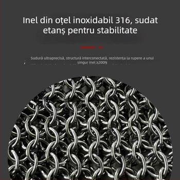 Manșete anti-porțire cu mănuși din oțel inoxidabil cu inele pentru protecția mâinilor (pentru măcelărit și cusut)