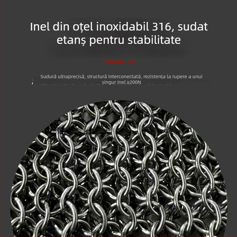 Manșete anti-porțire cu mănuși din oțel inoxidabil cu inele pentru protecția mâinilor (pentru măcelărit și cusut)