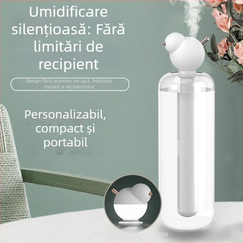 Umidificator nou, compact pentru dormitor, cu lumină de noapte, ceață silențioasă, mini umidificator pentru mașină