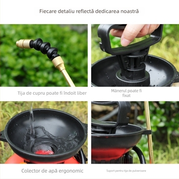 Pulverizator cu aer pentru pomi fructiferi și grădină, aplicarea pesticidelor, dezinfectarea și udarea, pulverizator din plastic de 10 L pentru grădină