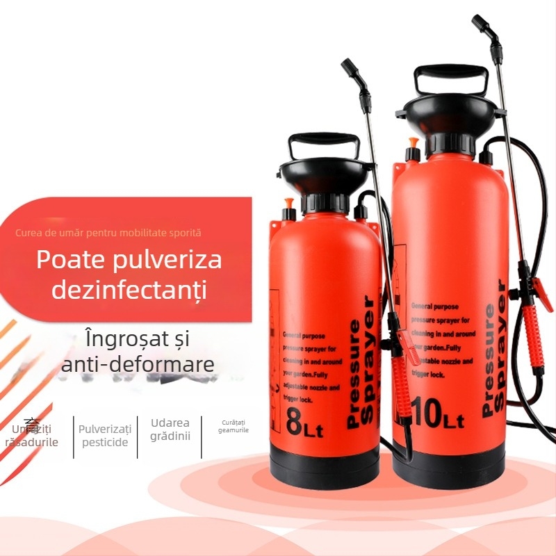 Pulverizator cu aer pentru pomi fructiferi și grădină, aplicarea pesticidelor, dezinfectarea și udarea, pulverizator din plastic de 10 L pentru grădină