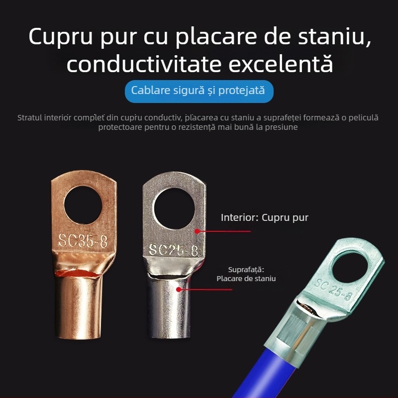 Kit terminale din cupru SC6-25 serie, conectori crimp, auriu, 60 buc