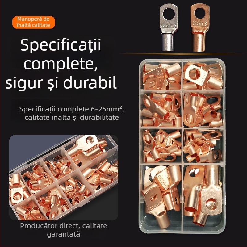 Kit terminale din cupru SC6-25 serie, conectori crimp, auriu, 60 buc