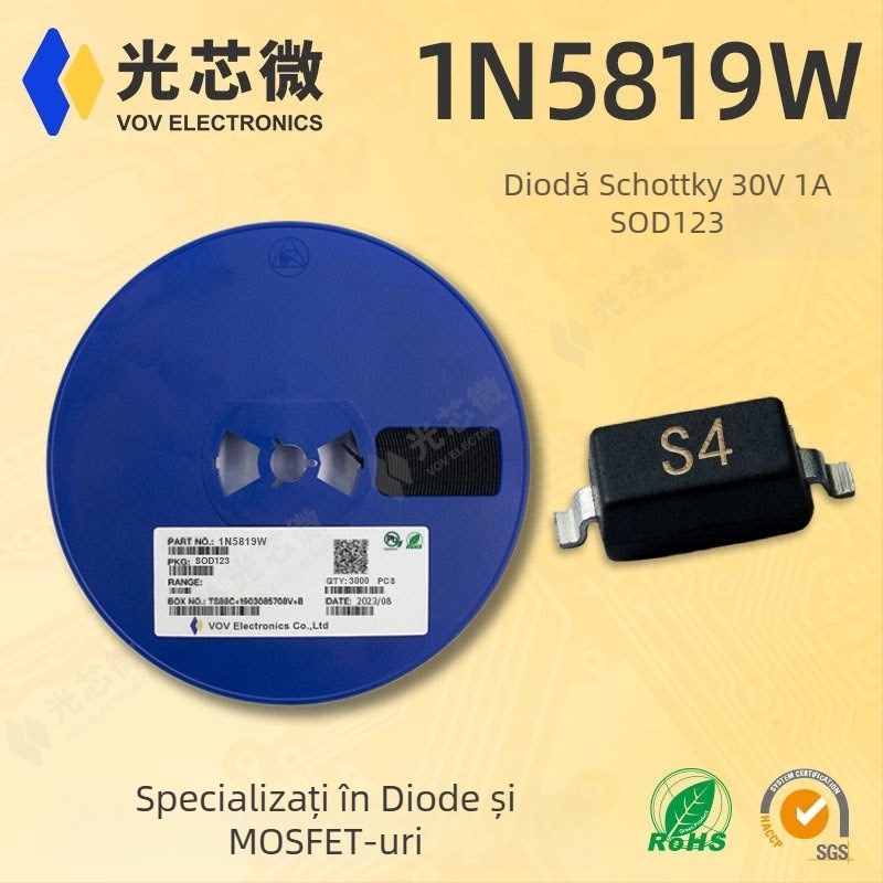1N5819W diodă Schottky, pachet SOD-123, 350 mA, 40 V, B5819W