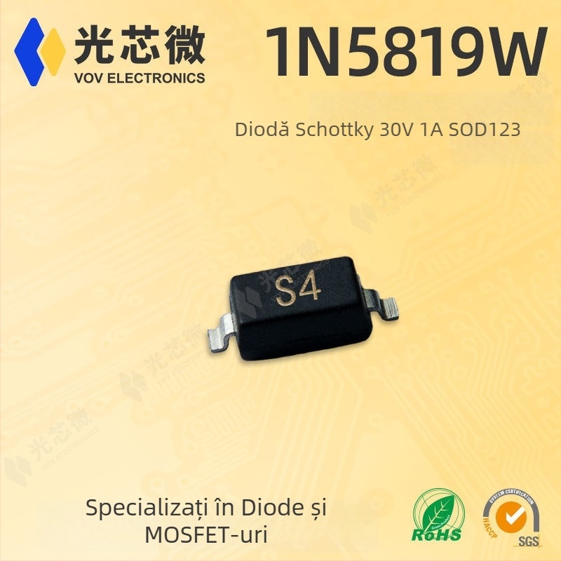 1N5819W diodă Schottky, pachet SOD-123, 350 mA, 40 V, B5819W
