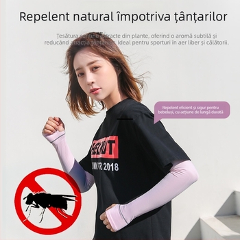 Manșon cu dungi, anti-țânțari, din ice-silk, cu protecție UV – acoperire de vară ușoară pentru femei, potrivită pentru condus