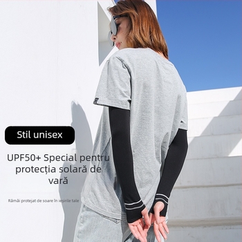 Manșon cu dungi, anti-țânțari, din ice-silk, cu protecție UV – acoperire de vară ușoară pentru femei, potrivită pentru condus