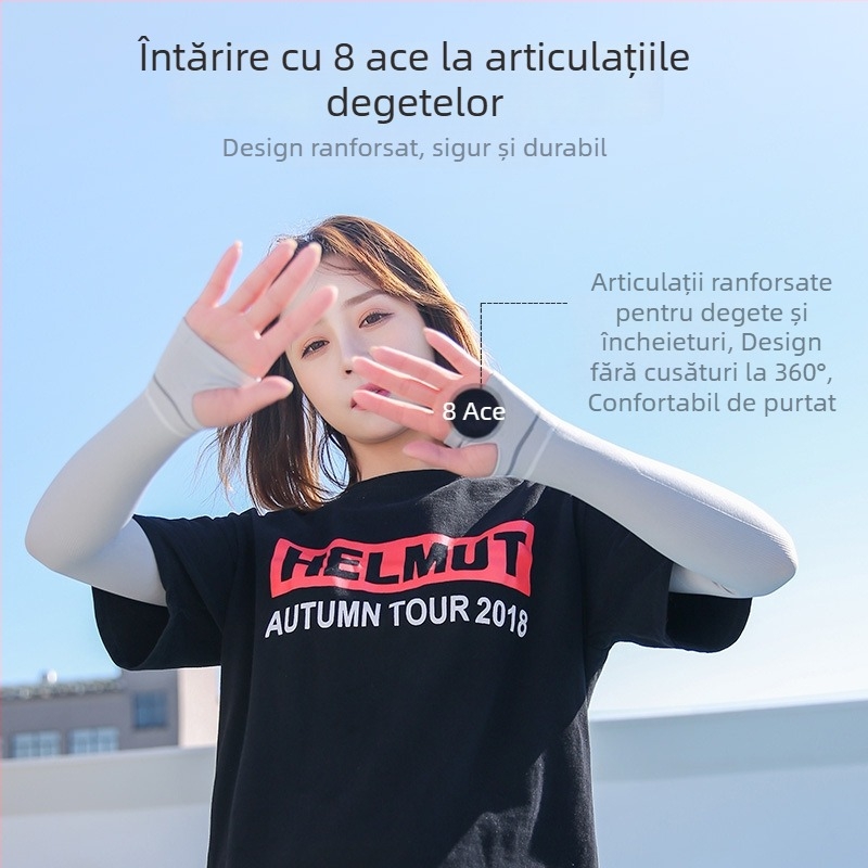 Manșon cu dungi, anti-țânțari, din ice-silk, cu protecție UV – acoperire de vară ușoară pentru femei, potrivită pentru condus