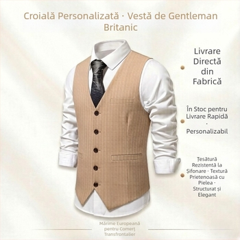 Vesta de costum bărbați cu dungi, vestă formală