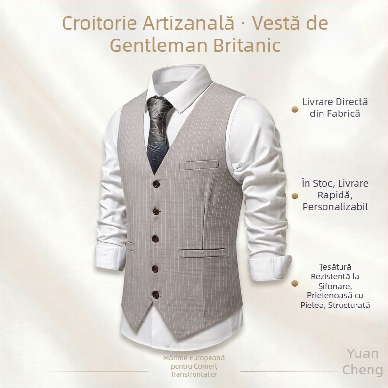Vesta de costum bărbați cu dungi, vestă formală