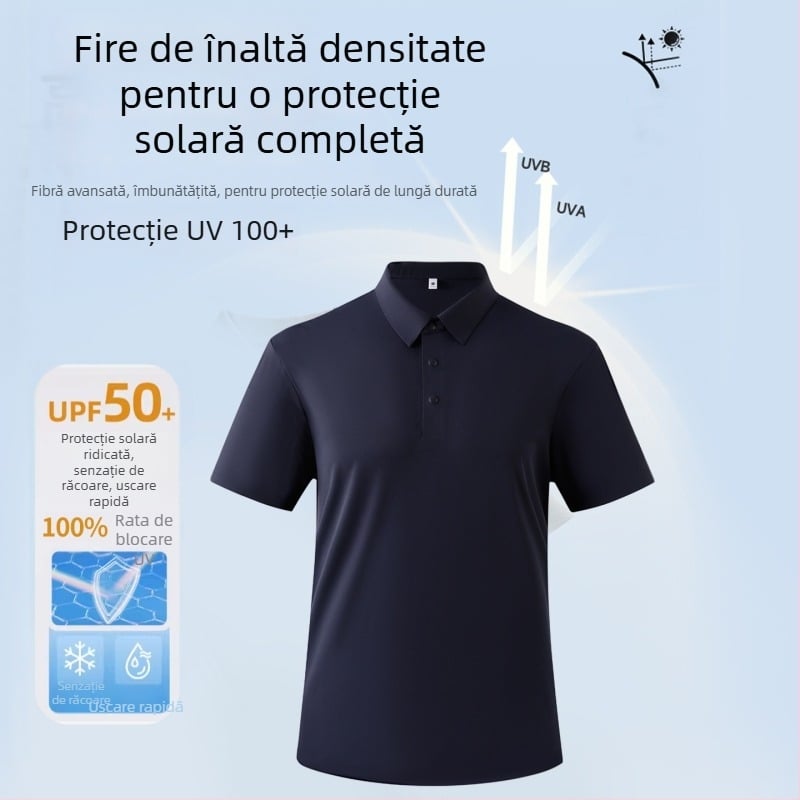 Polo personalizat cu protecție solară și senzație de răcoare, croială business cu guler, imprimare logo