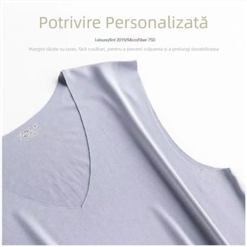 Tricou fără mâneci din Ice Silk, decolteu în V, strat de bază respirabil, lejer pentru vară