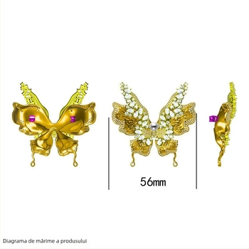 Broșă DIY cu fluture: design dublu, zirconiu colorat micro-incrustat și perlă, accesoriu premium